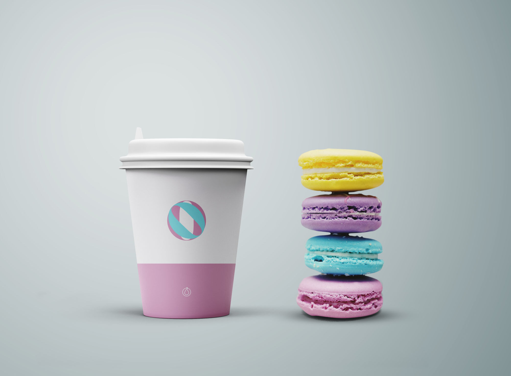 Front View of a Coffee Cup and Colorful Cookies preview