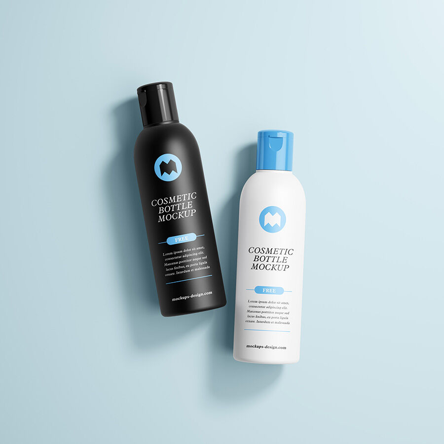Two Different Angles of Cosmetic Bottles Mockup Set