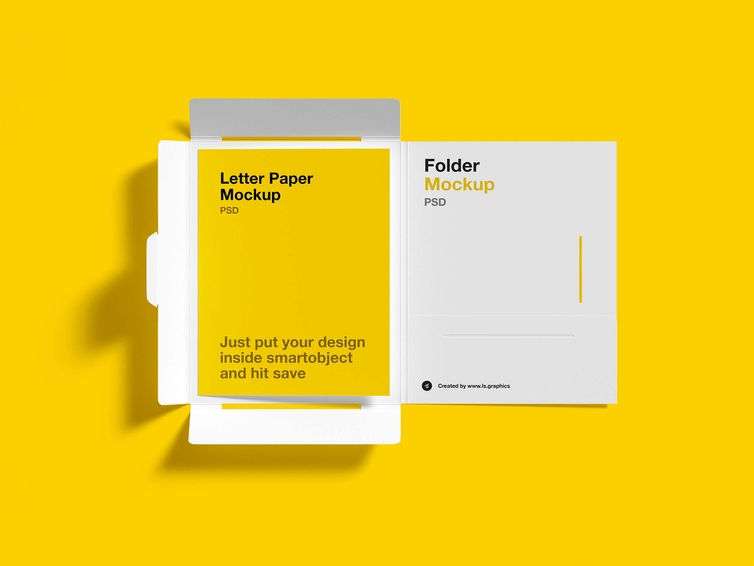 Mockup Showcasing an Open Folder Embedding a Letter Paper Brochure