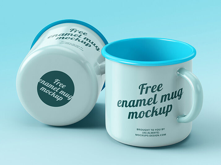 Enamel Modern Pair of Mugs Mockup