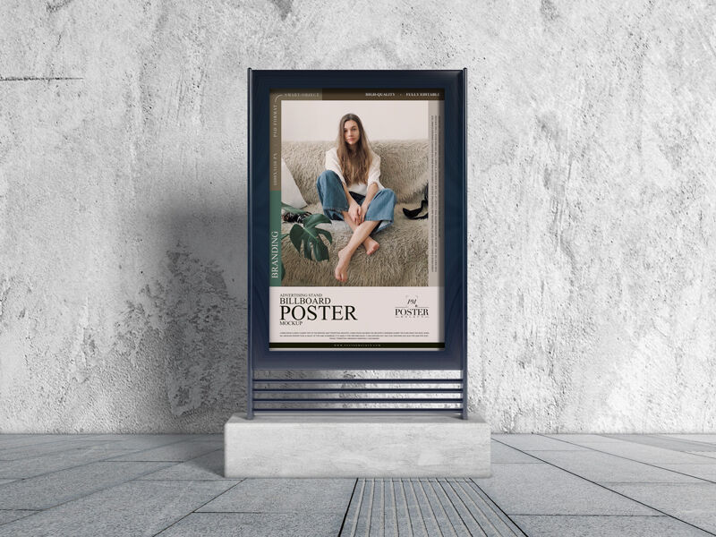 Standing Billboard Poster Mockup