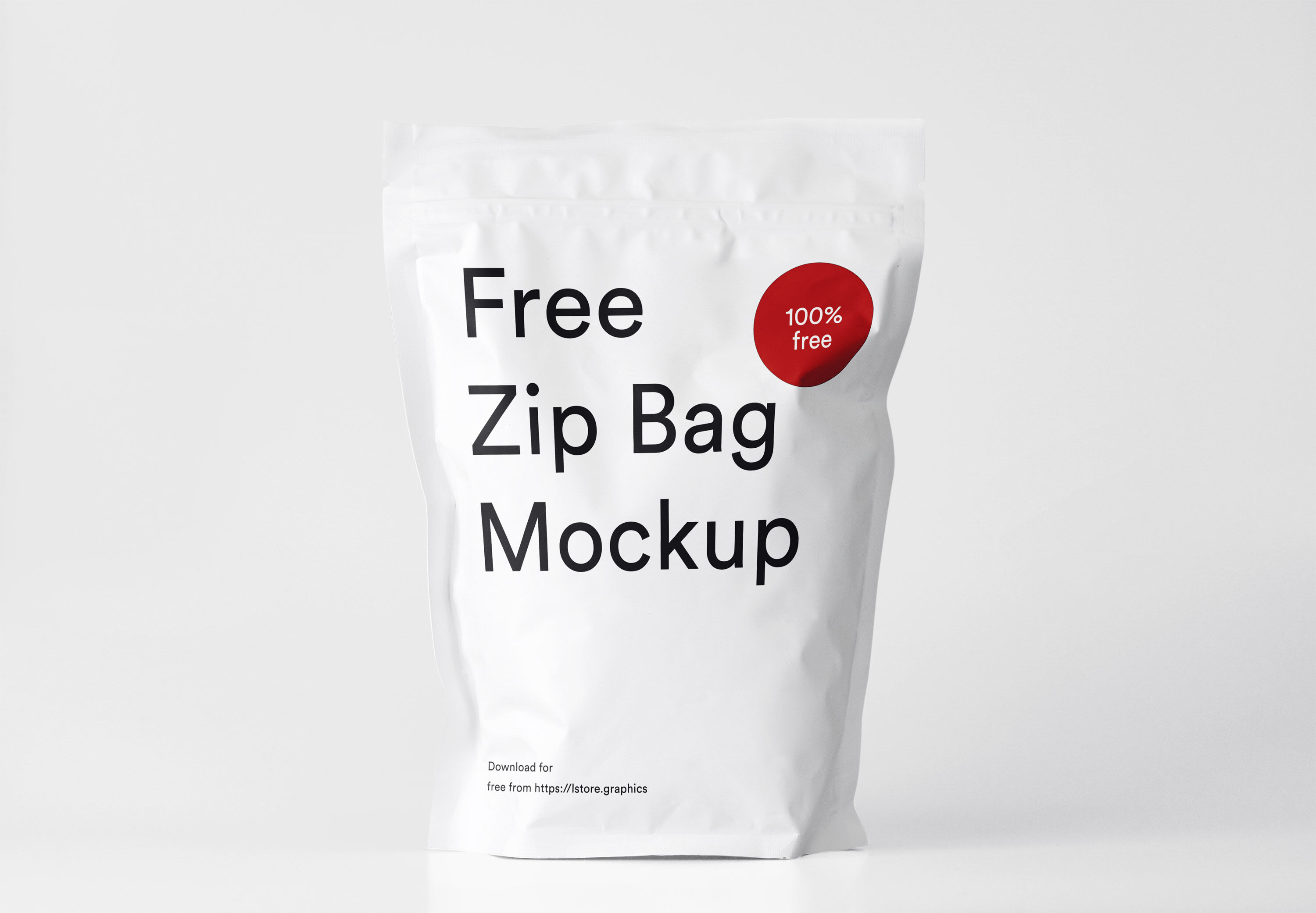 Mockup Showing Front View of Standing Zip Bag