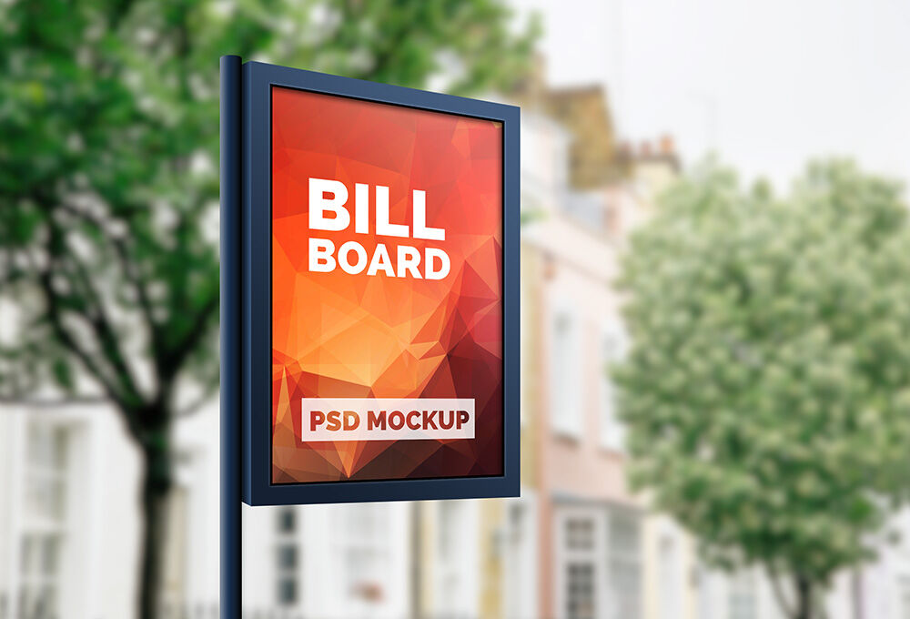 Outdoor Advertising Billboard Mockup with Different Publicity Backdrops