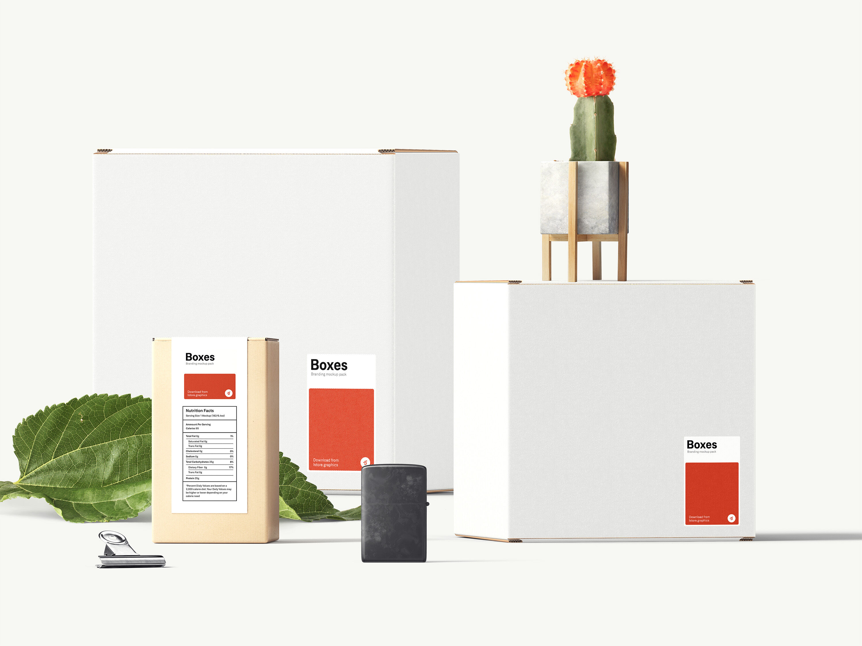 Mockup Showcasing Three Different Sizes Boxes on a Movable Scene