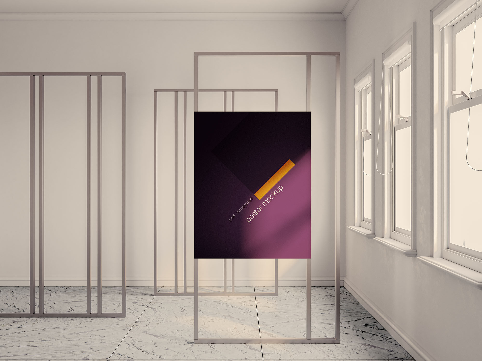 Simple Poster Mockup Featuring Window Lights preview
