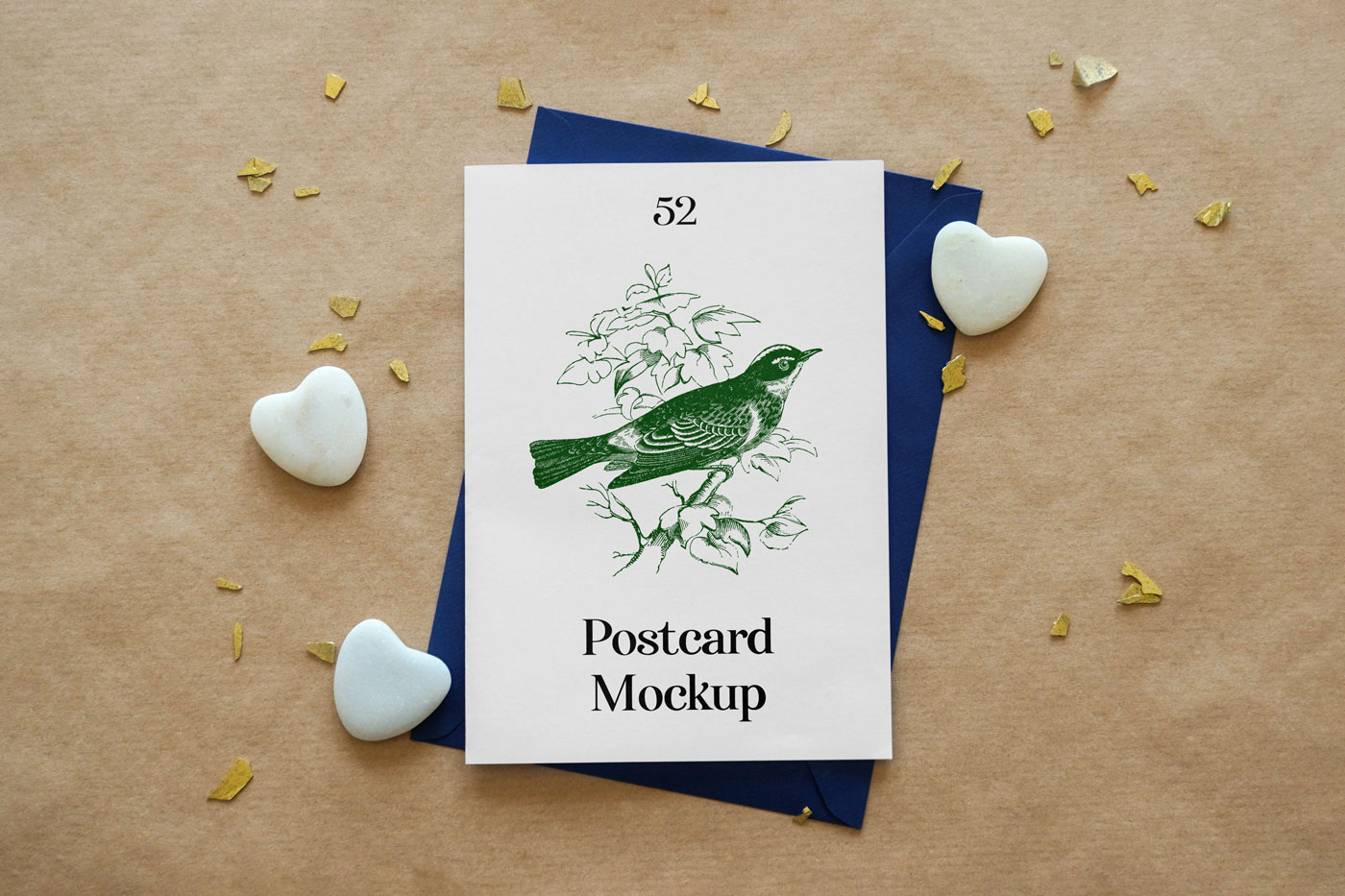 Mockup of a Thank You Card Lying on Its Envelope