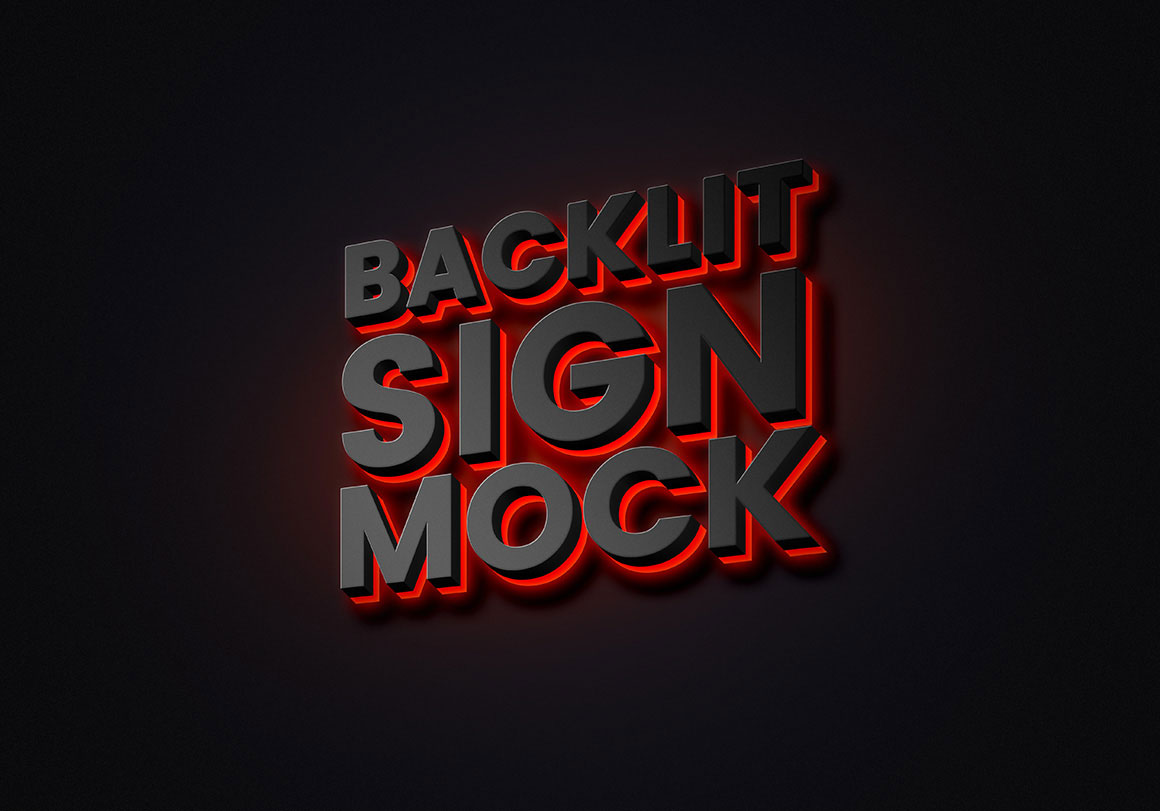 Mockup / Text Effect of a Backlit Neon Sign