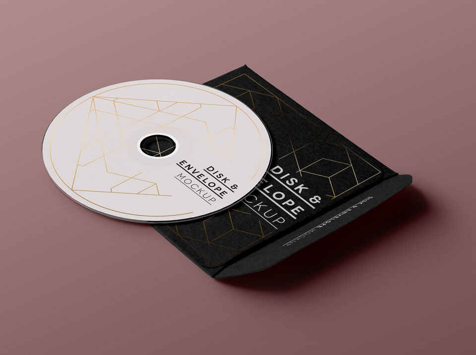 CD and Opened Paper Envelop Mockup