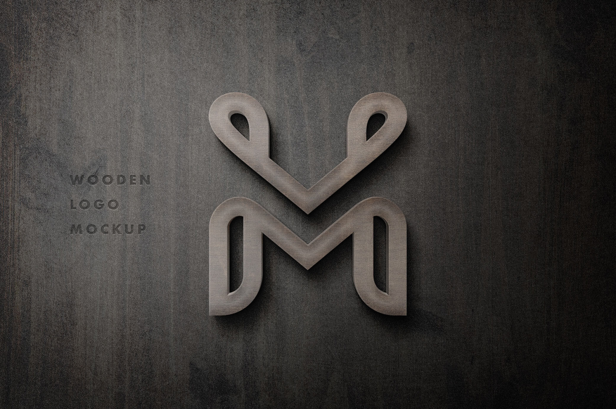 3D Wooden Sign Logo Placed on Dark Wood Texture Mockup / Text Effect