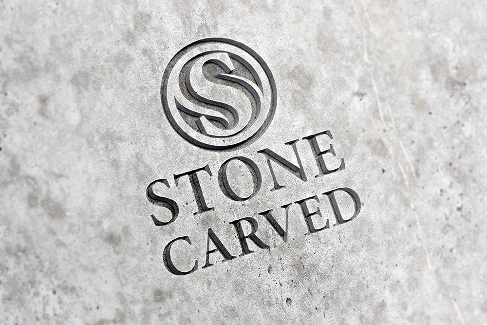 Mockup / Text Effect Featuring Perspective Carved Stone Logo