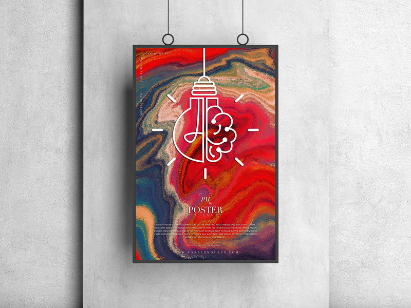 Mockup Showcasing Frame Poster Hanged Over Cement Pillar preview