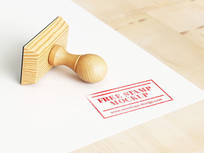 Life-Like Wooden Stamp with Red Mark Mockup preview