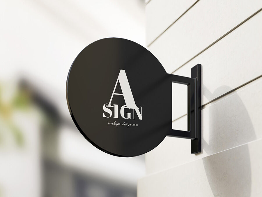 Modern Sign Mockup on a White Wall
