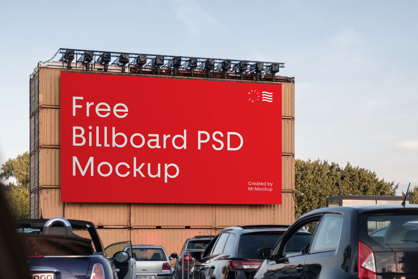 Mockup Featuring a Large Billboard in a Parking Lot
