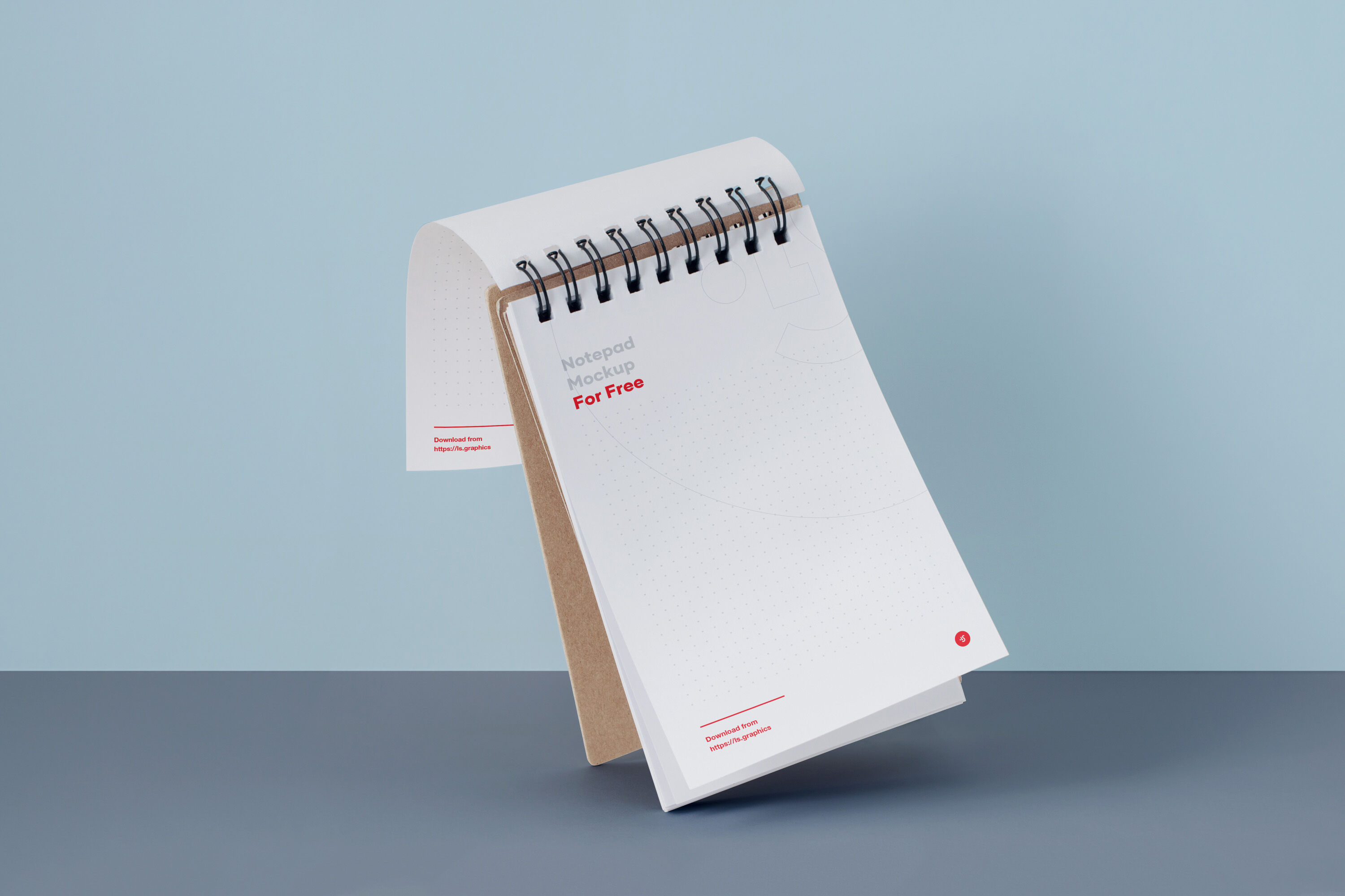 Mockup Showing Floating Ringed Notepad