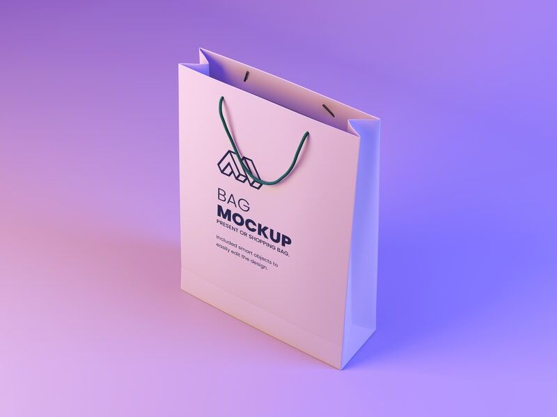 Mockup Featuring a Modern Paper Shopping Bag