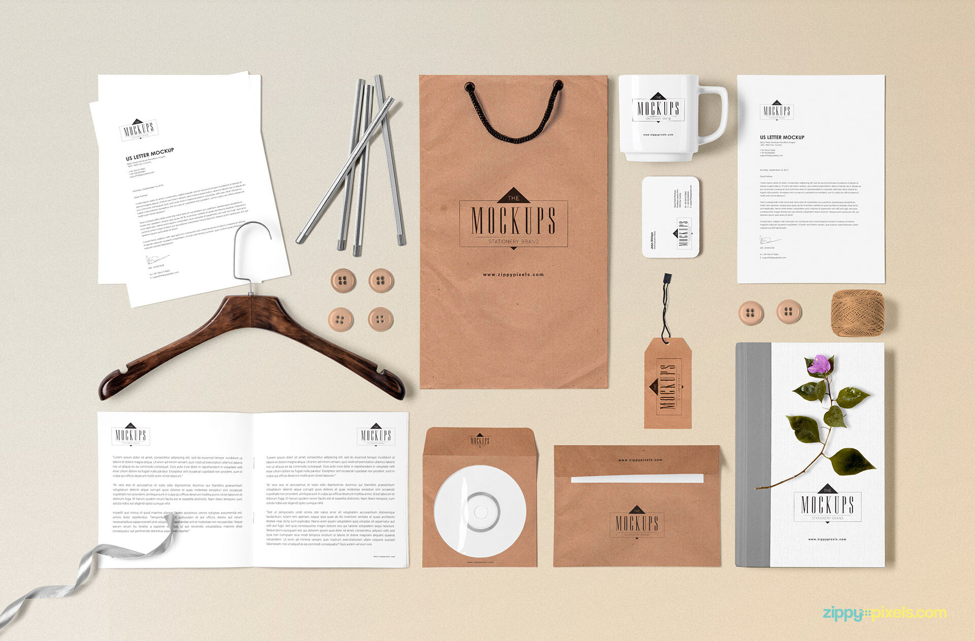 Classic Stationery Mockup with 16 Objects