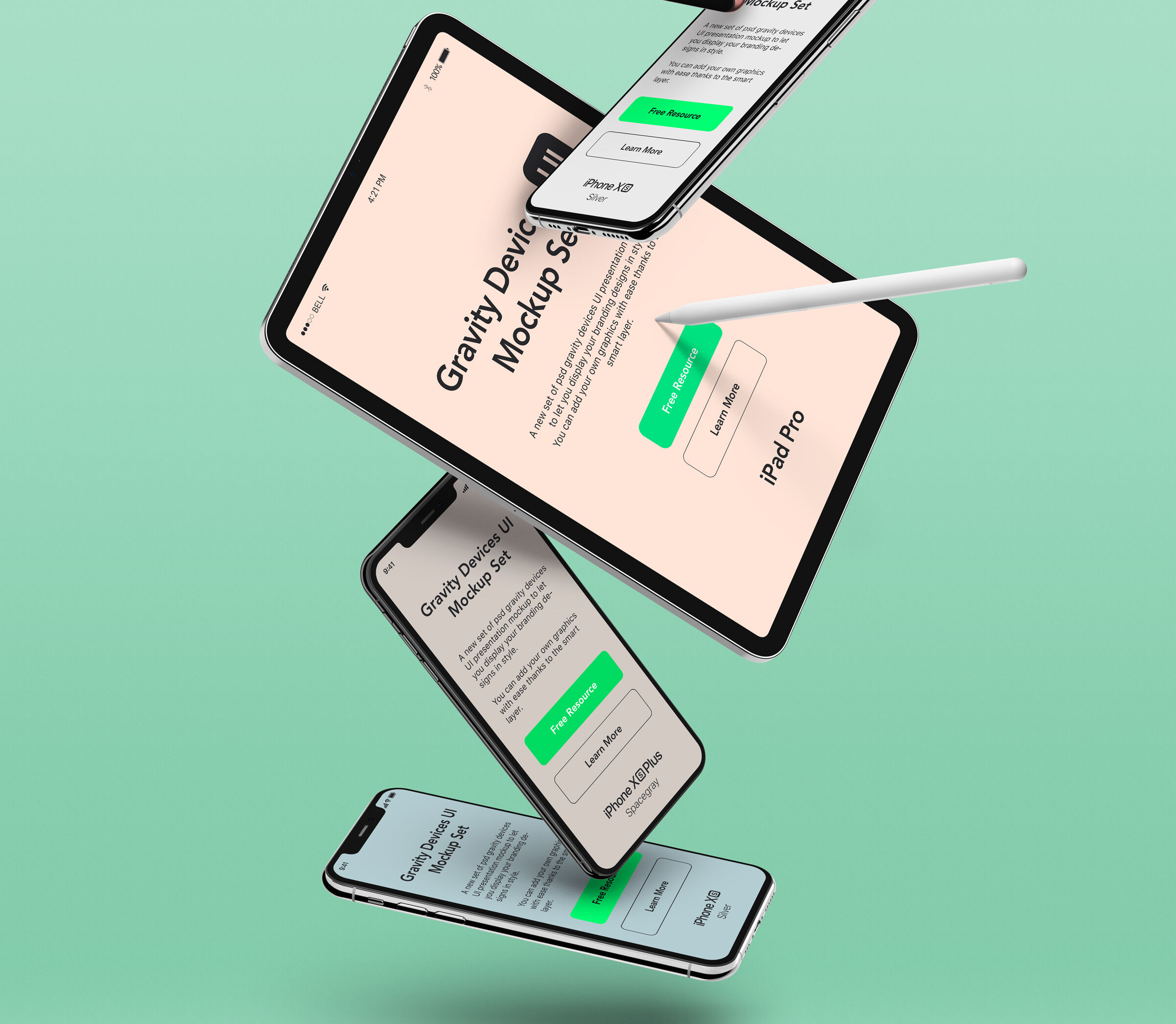 Floating Formation Apple Devices mockup