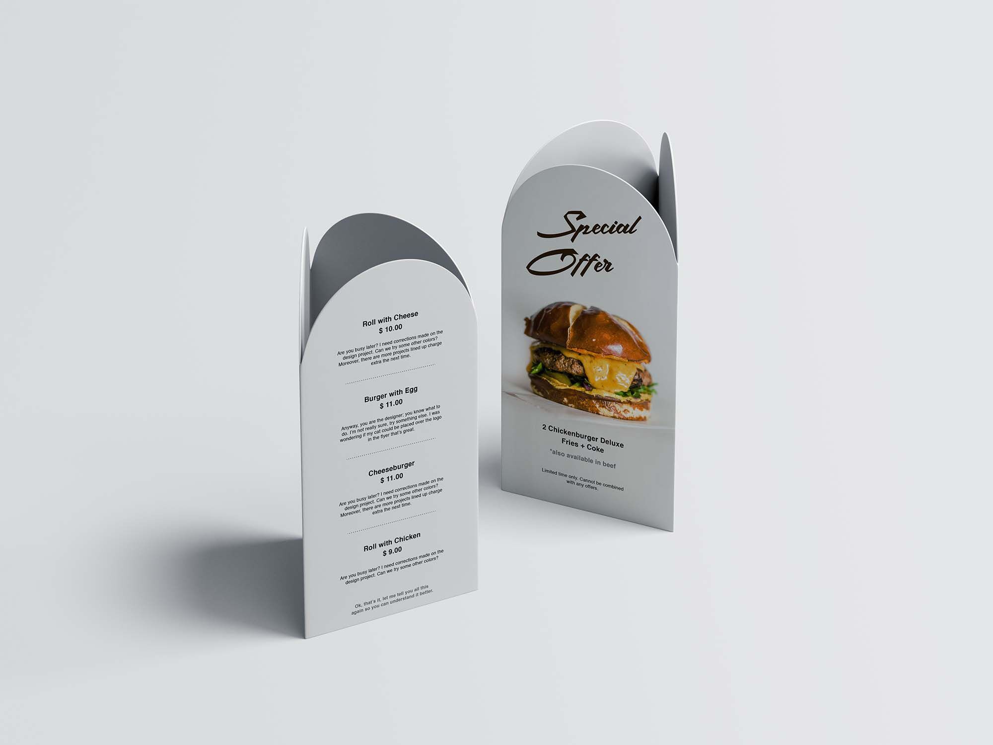 Back and Front Curved-Top Table Tent Mockup
