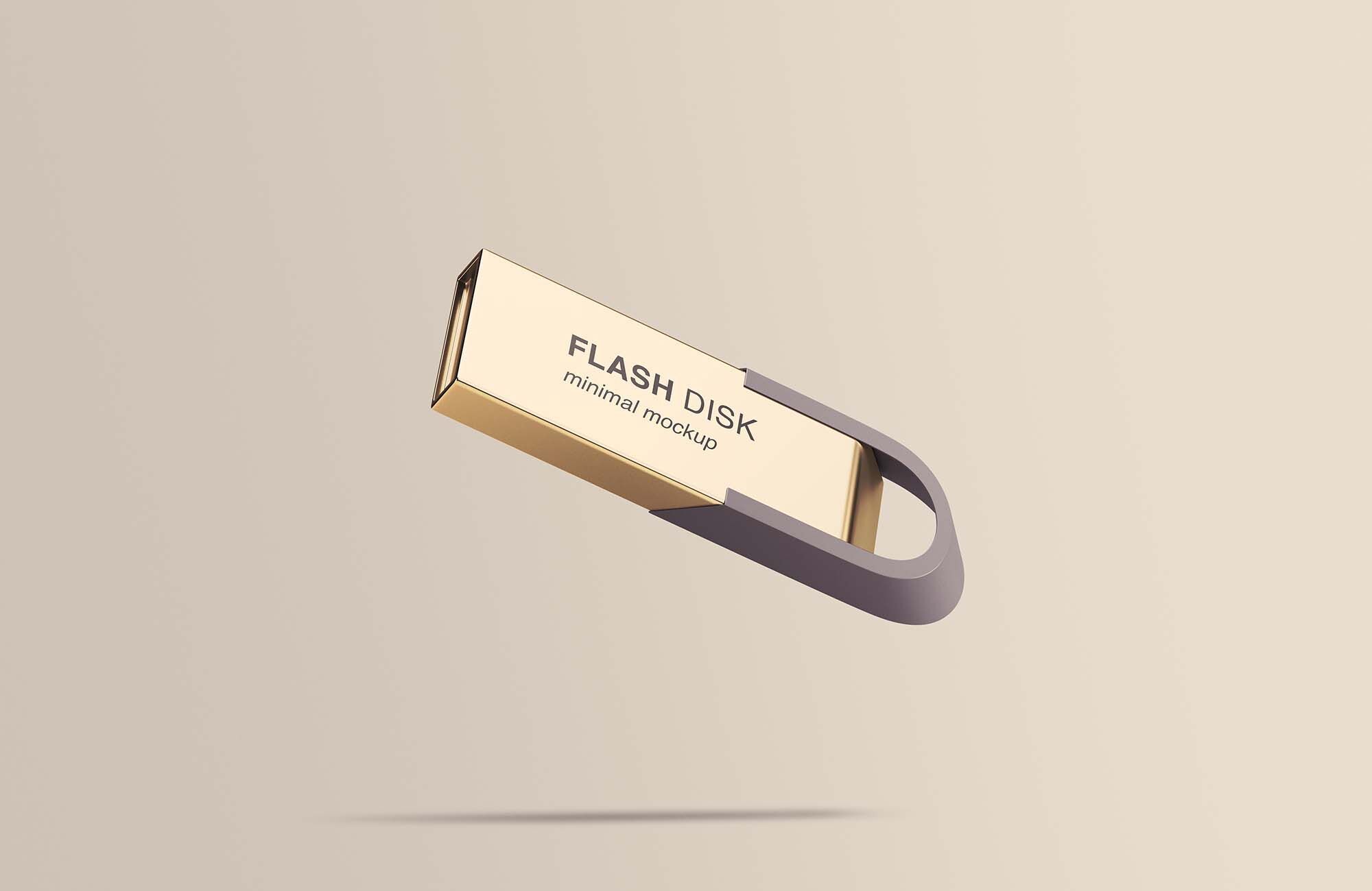 Mockup Featuring a Diagonal Flying Flash Disk