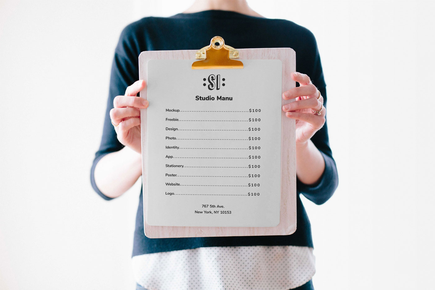 Woman Holding a Clipboard Mockup