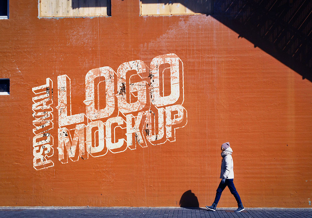Mockup Showing a Photo-Based Street Wall