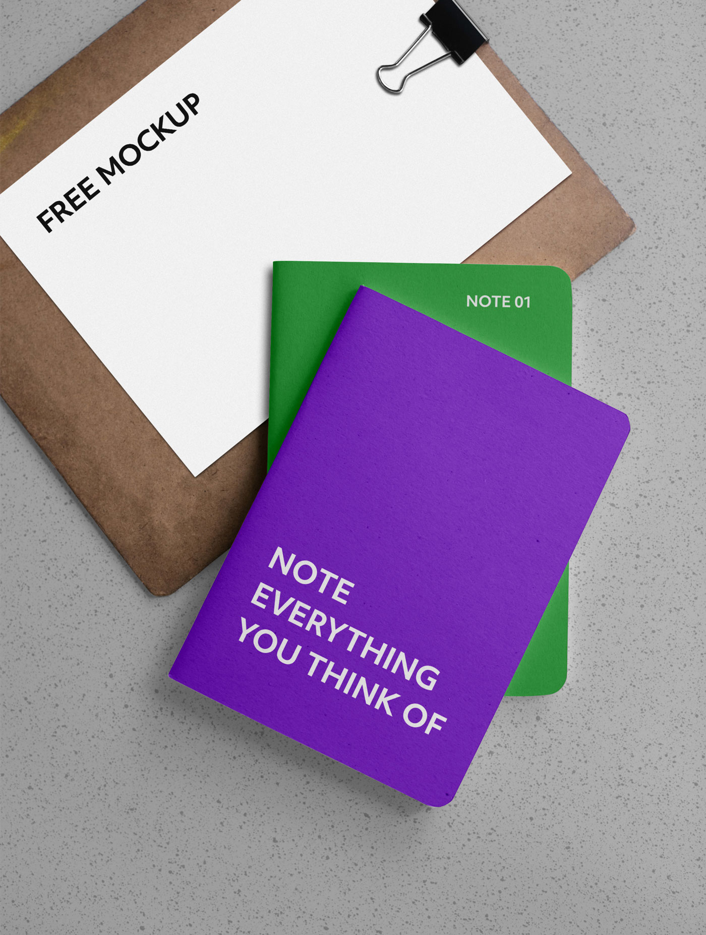 Notebooks with Wooden Clipboard Mockup