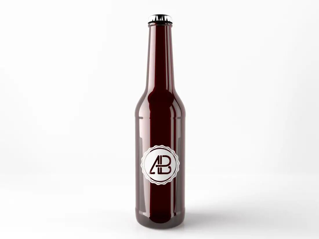 Polished Beer Bottle with Metallic Cap Mockup