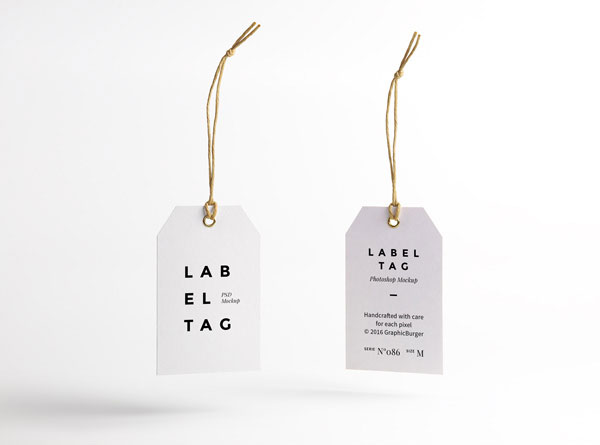 Two Floating Paper Label Tags Mockup