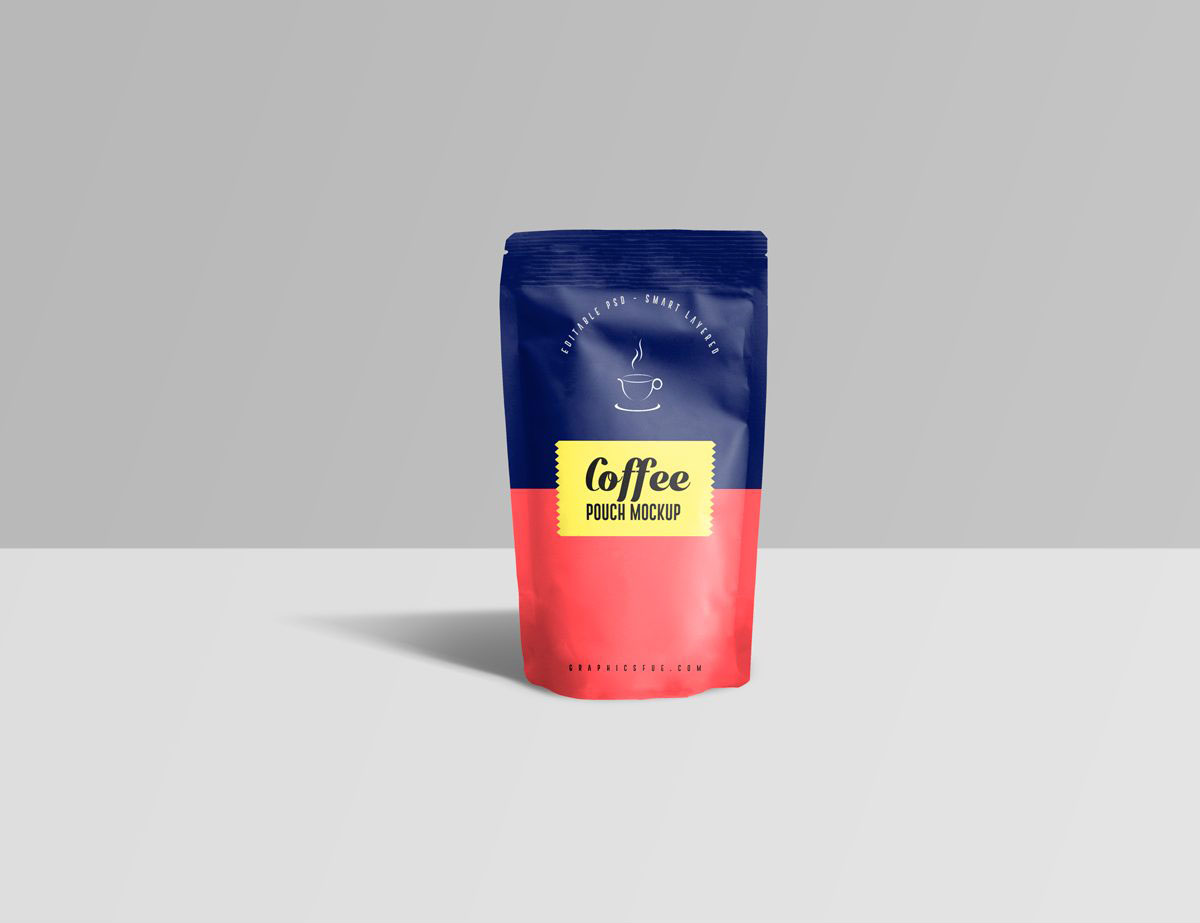 Front View of a Coffee Pouch Mockup