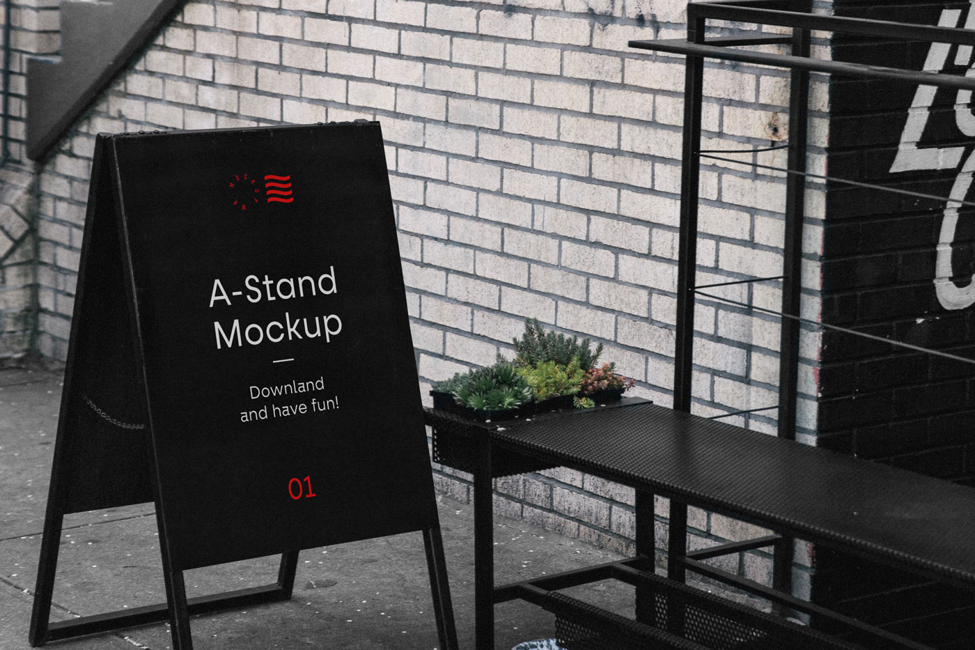 Mockup Featuring an Outdoor A-Stand
