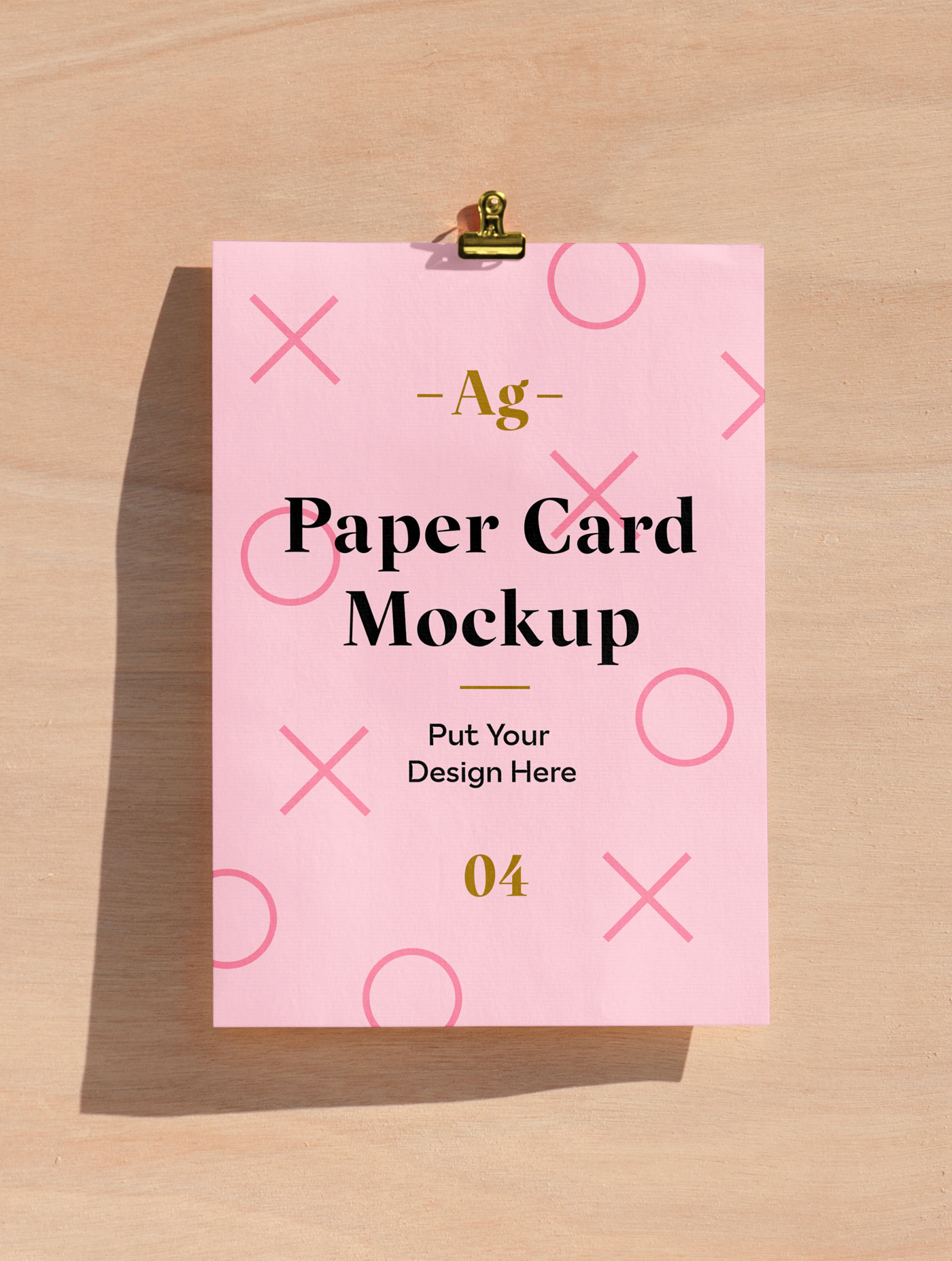 Paper Card Mockup on Wooden Board preview