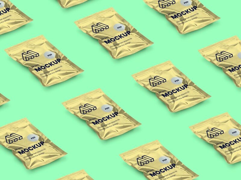Mockup Showing a Perspective View of Isometric Zip Bags