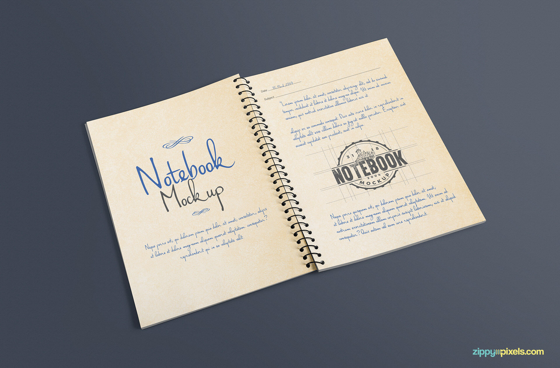 Realistic Open Journal Mockup