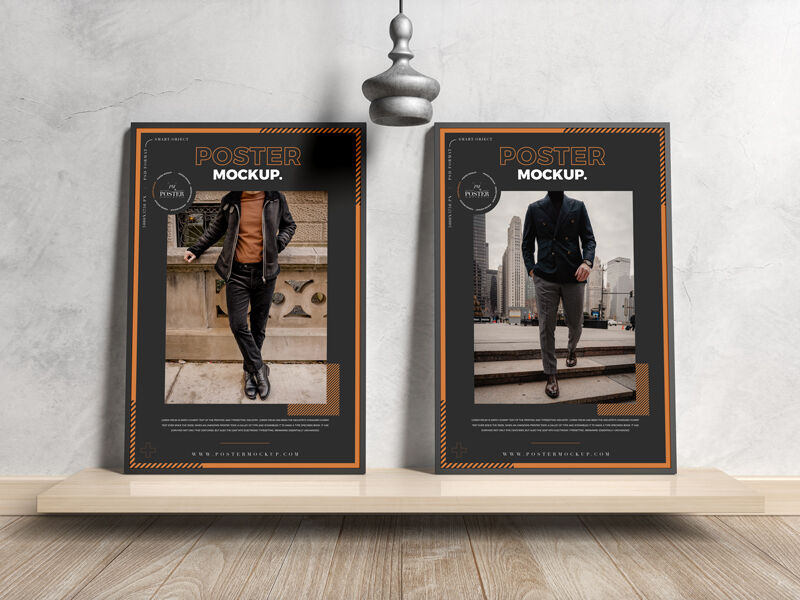 Mockup Displaying Two Modern Vertical Posters