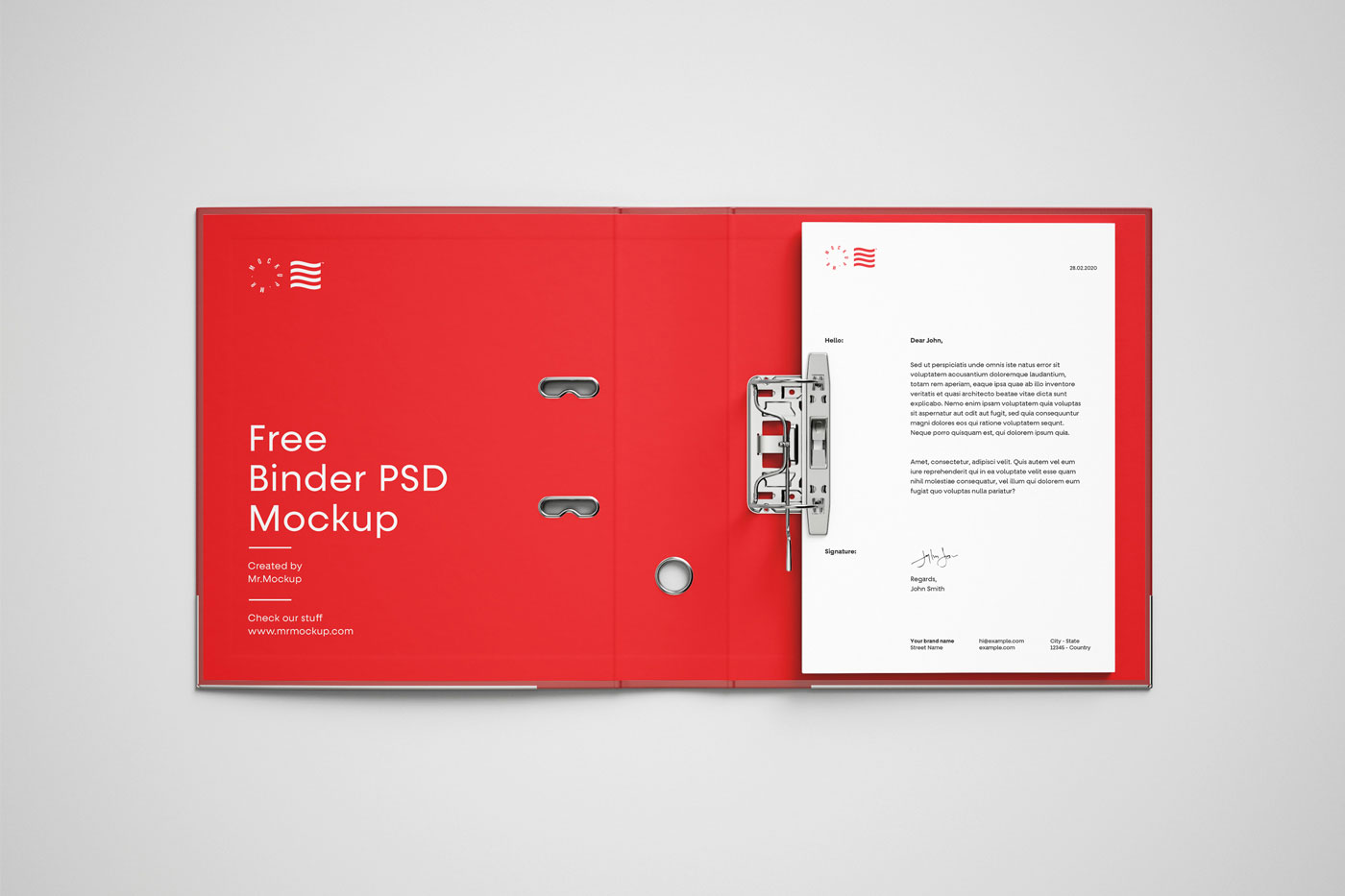 Elegant Open Binder With Metal Clipper Mockup