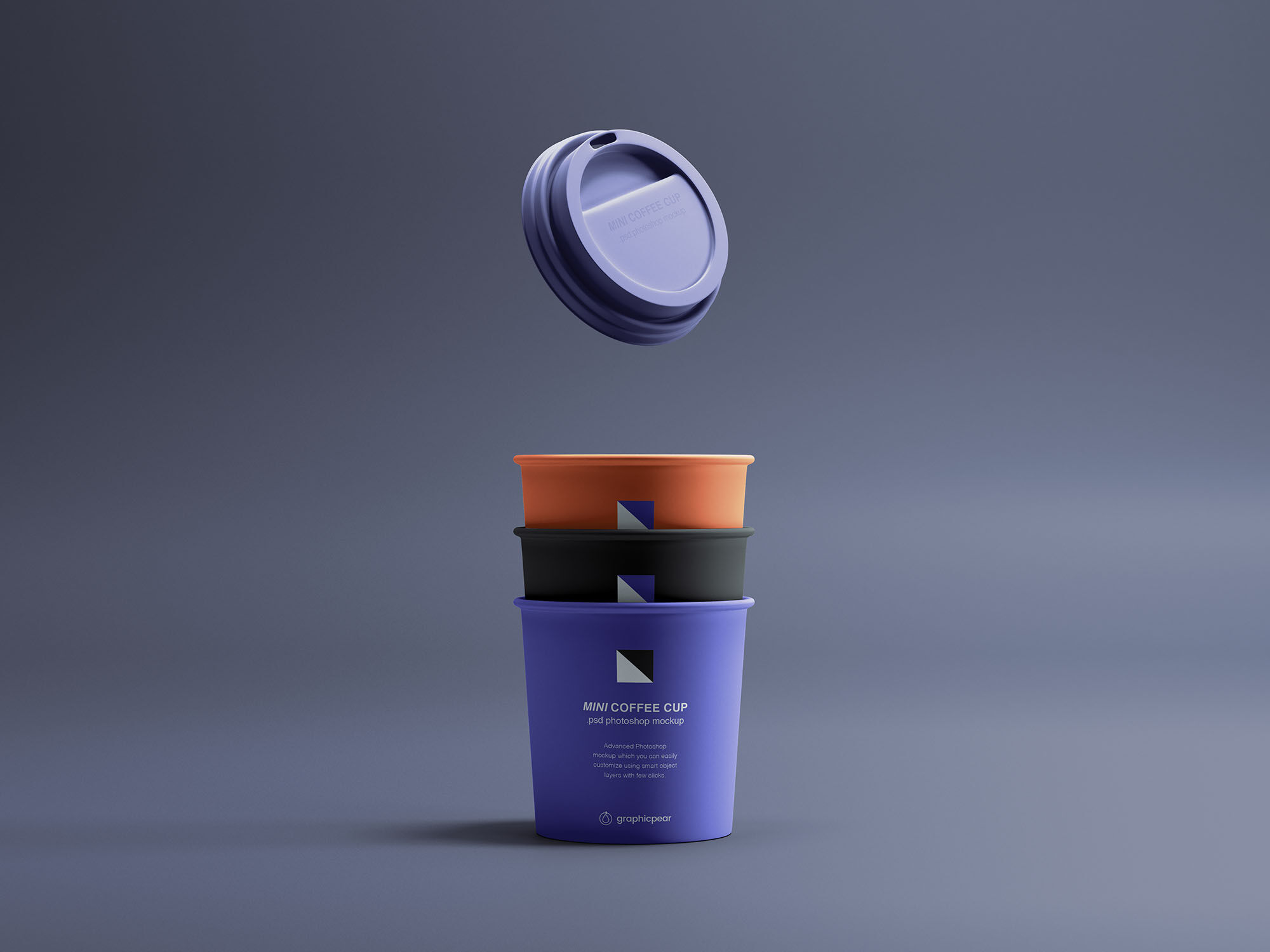 Mockup of a Minimalistic Coffee Cups with a Floating Cap