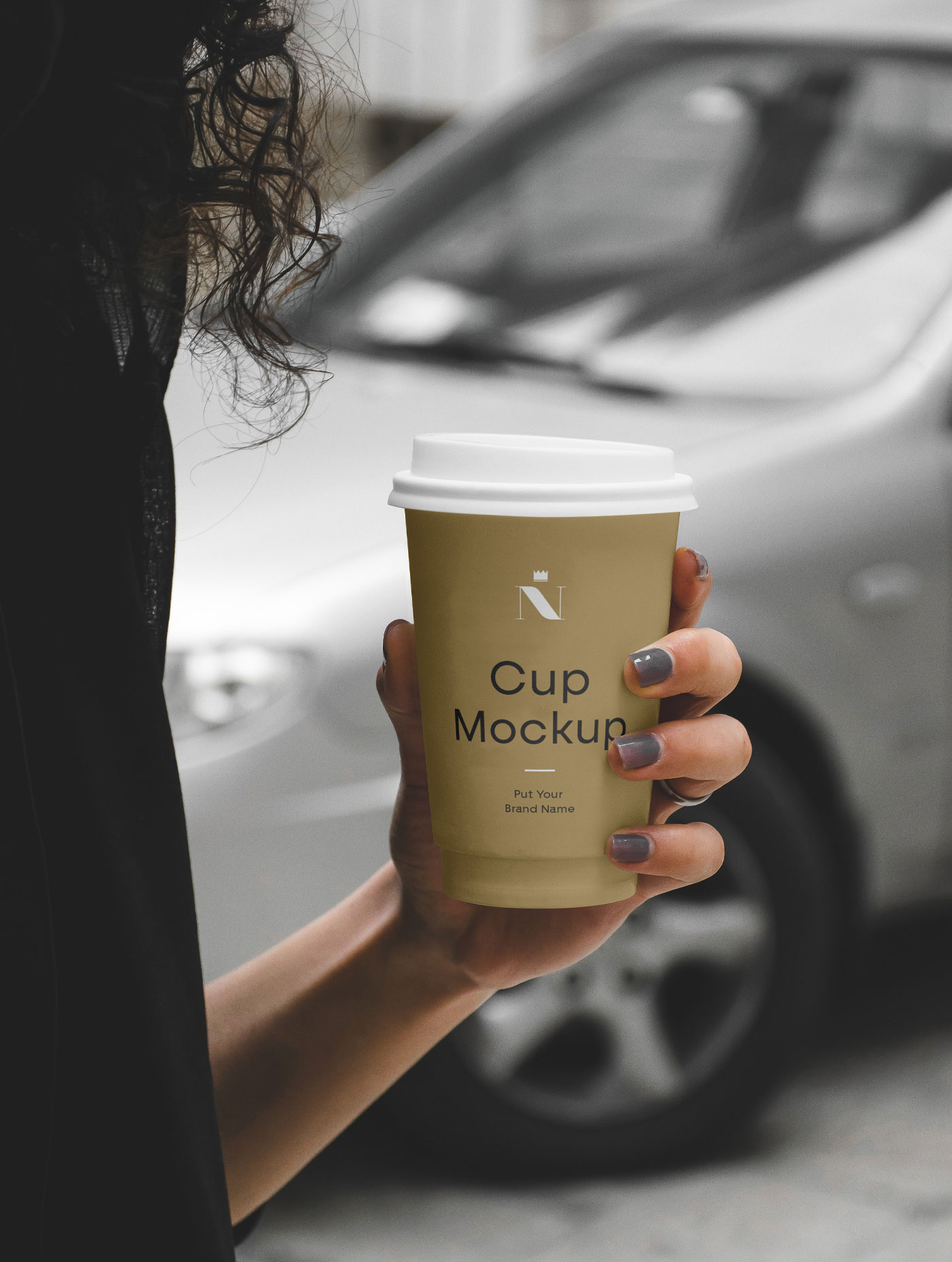 Woman Holding Coffee Cup Mockup