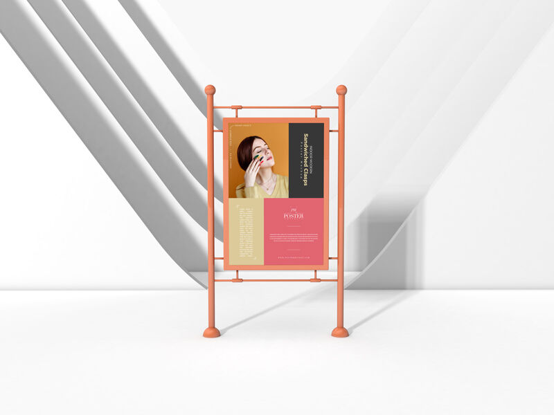 Mockup Showcasing Sandwiched Clasps Poster in Indoor Setting