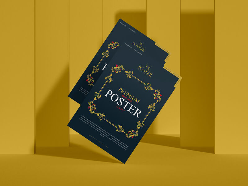 Mockup Featuring Two Tilted Posters