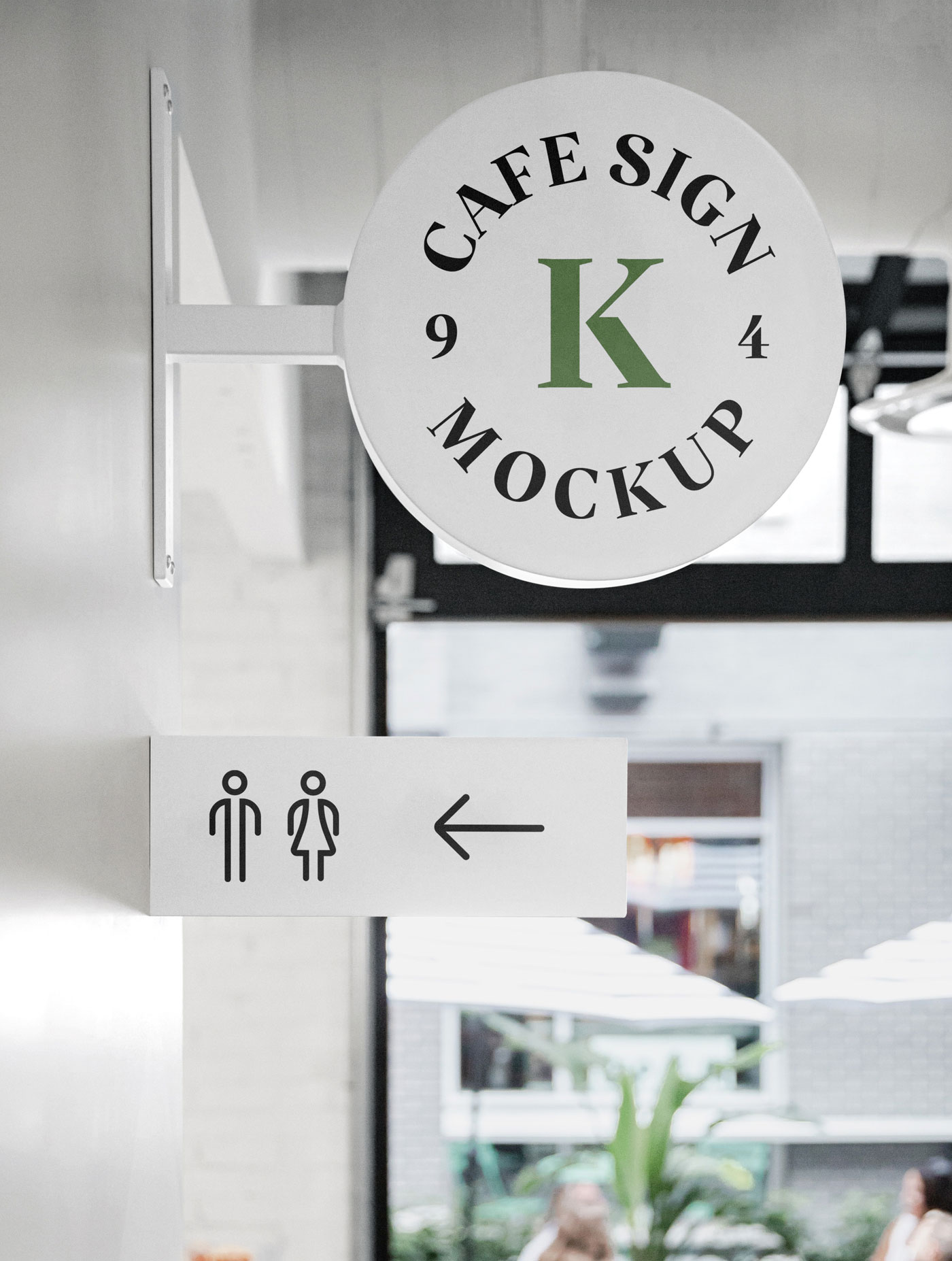 Mockup of a Cafe Sign Attached to the Wall