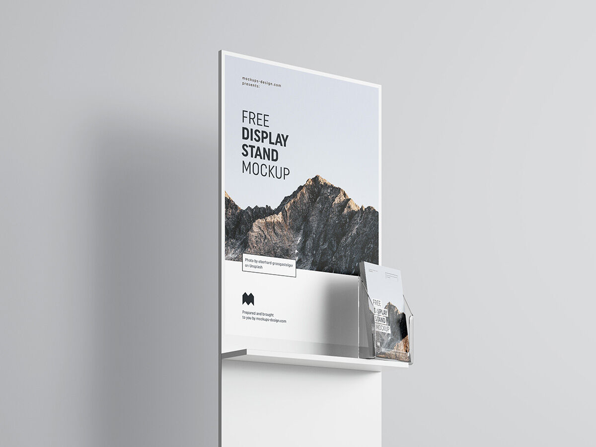 2 Display Stand Mockup in Front The Wall