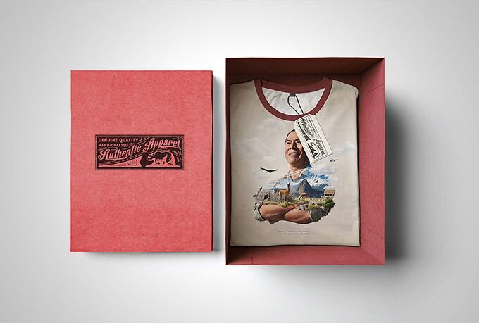 Mockup Showing an Opened Box Containing Folded T-Shirt