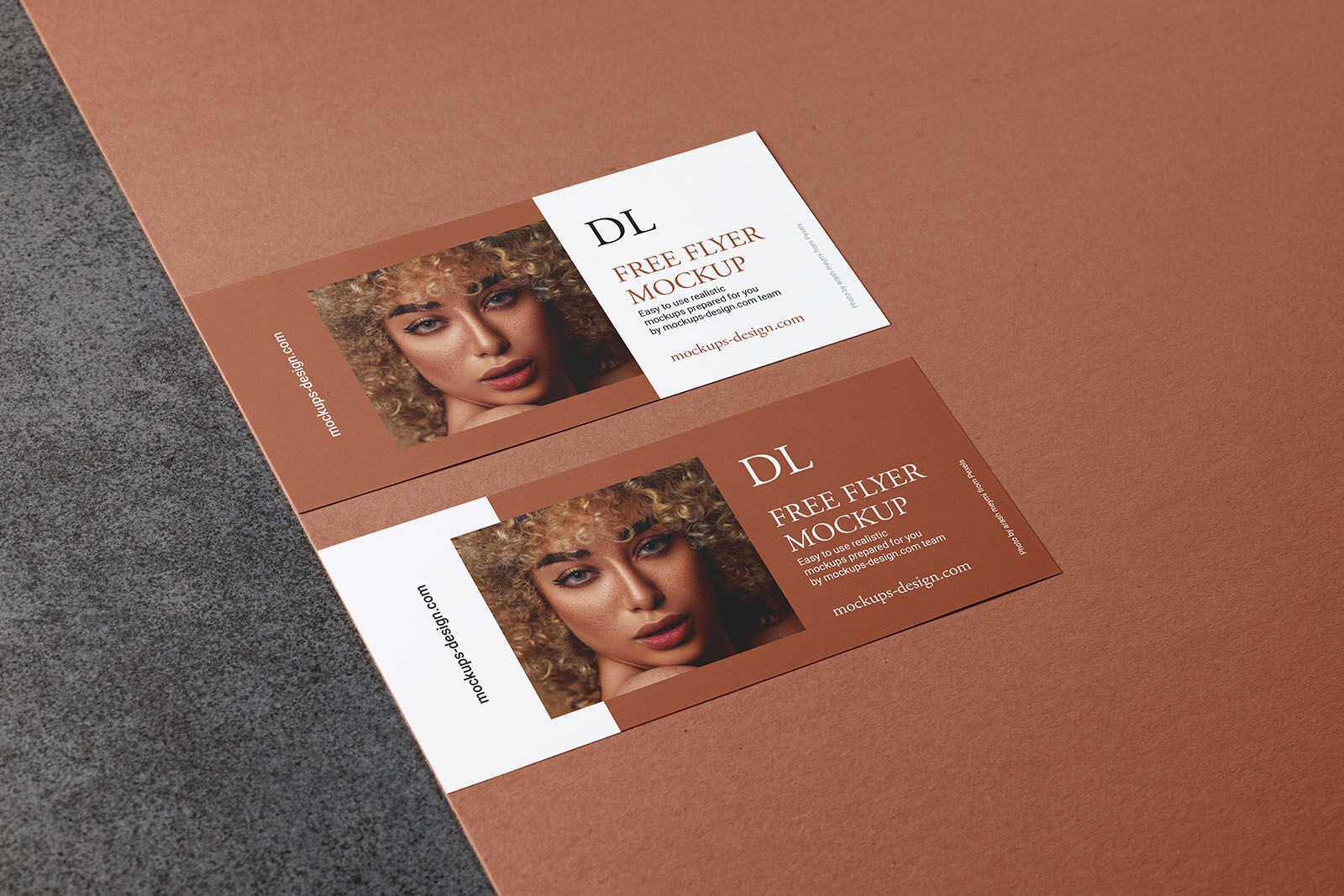 Horizontal DL Flyer Placed on a Customizable, Split Background Mockup