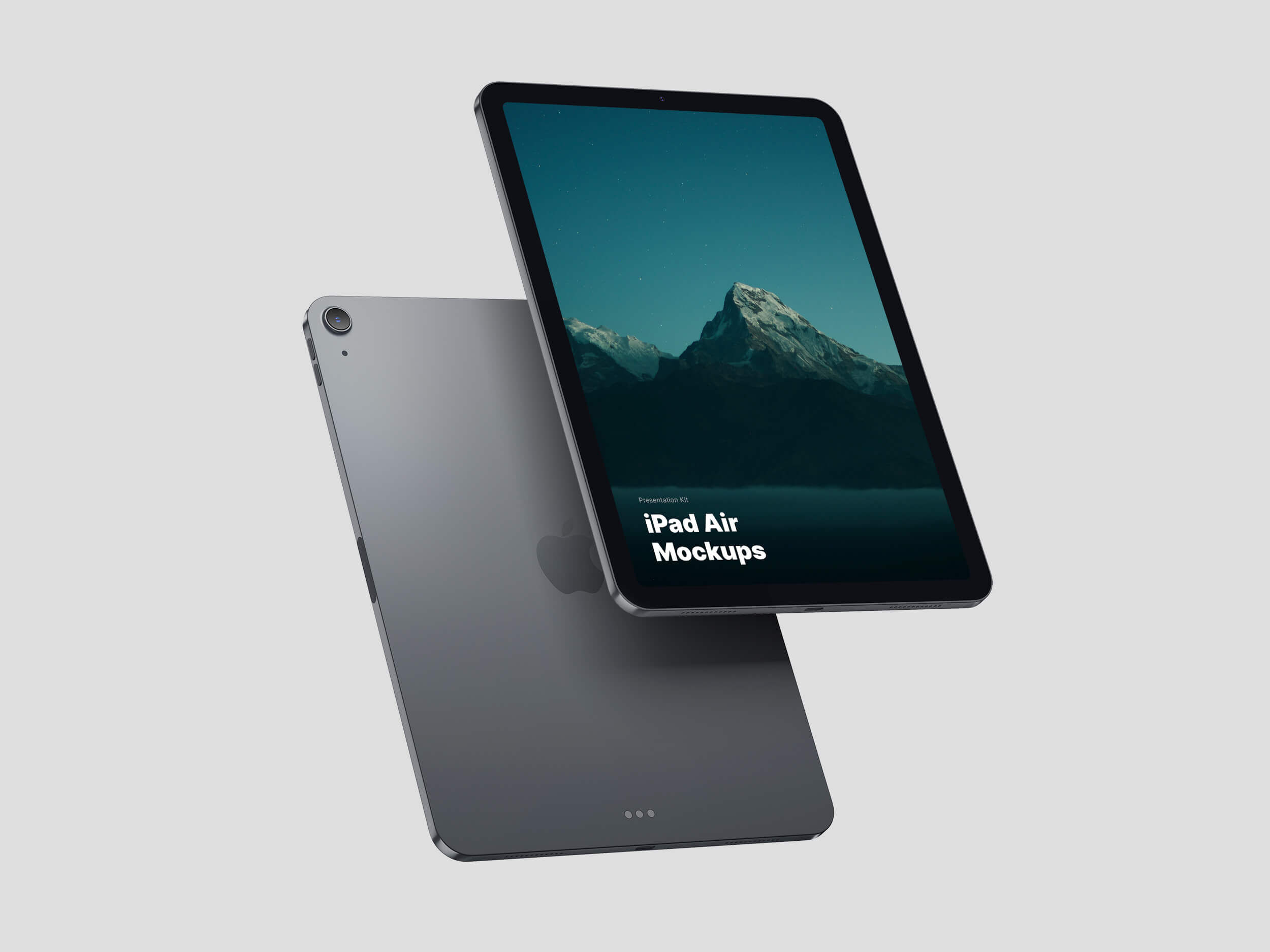Two Floating iPad Showcasing Back and Front Scene Mockup