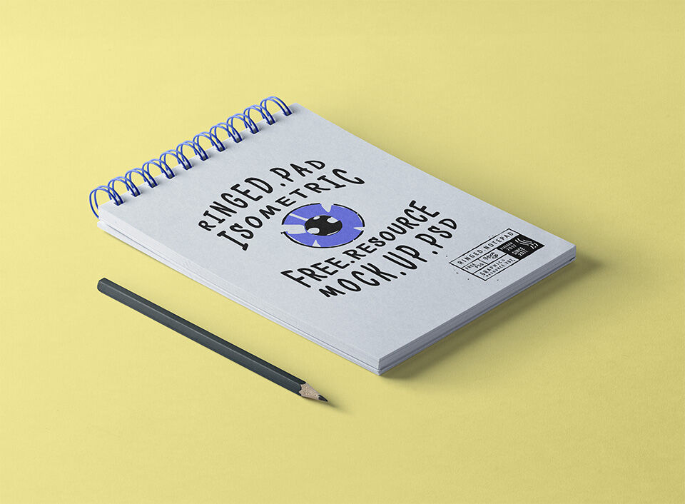 Mockup Displaying Spiral Ringed Notepad and a Pencil