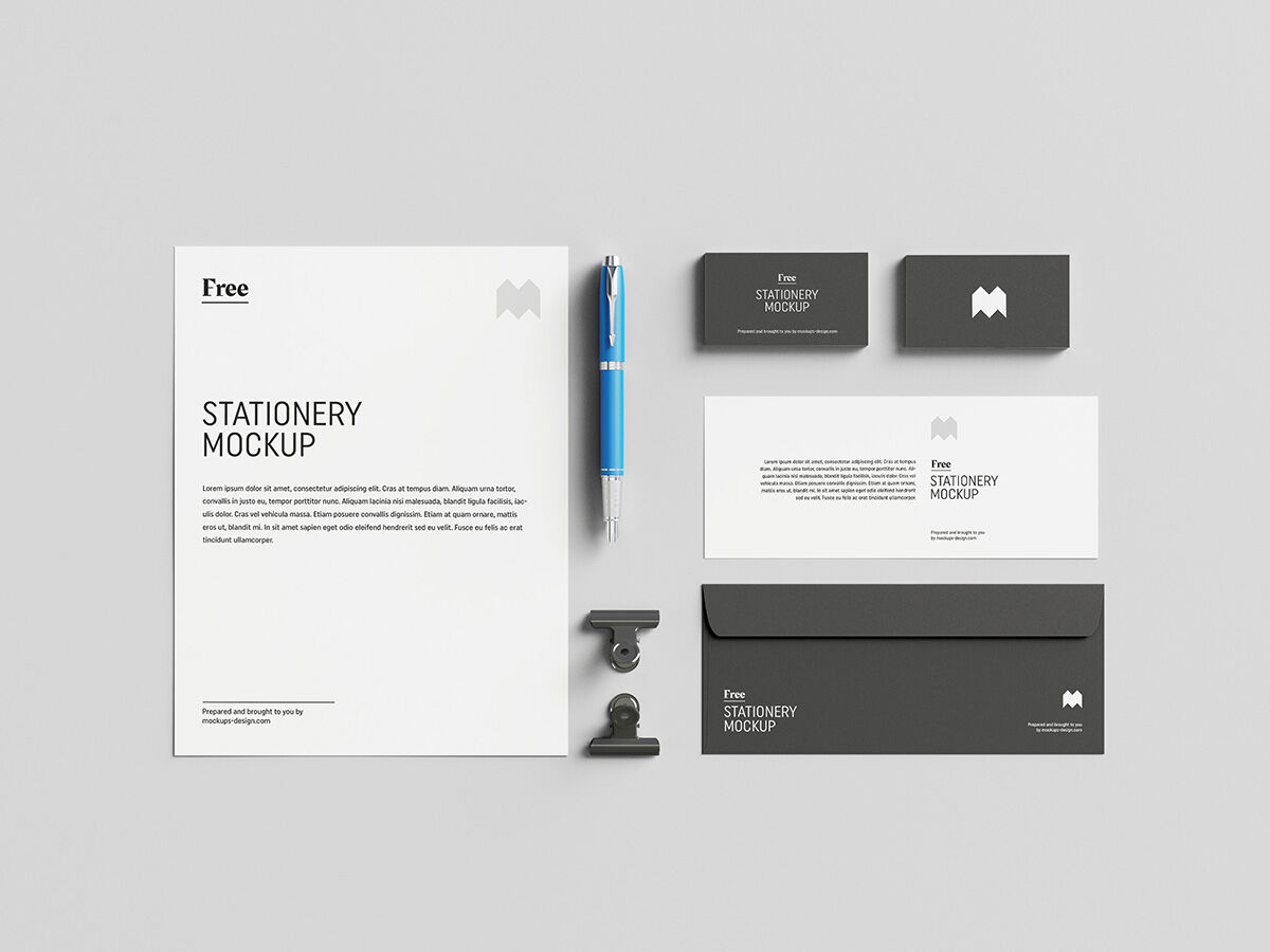 Front and Prespective View of a Minimal Stationery Mockup