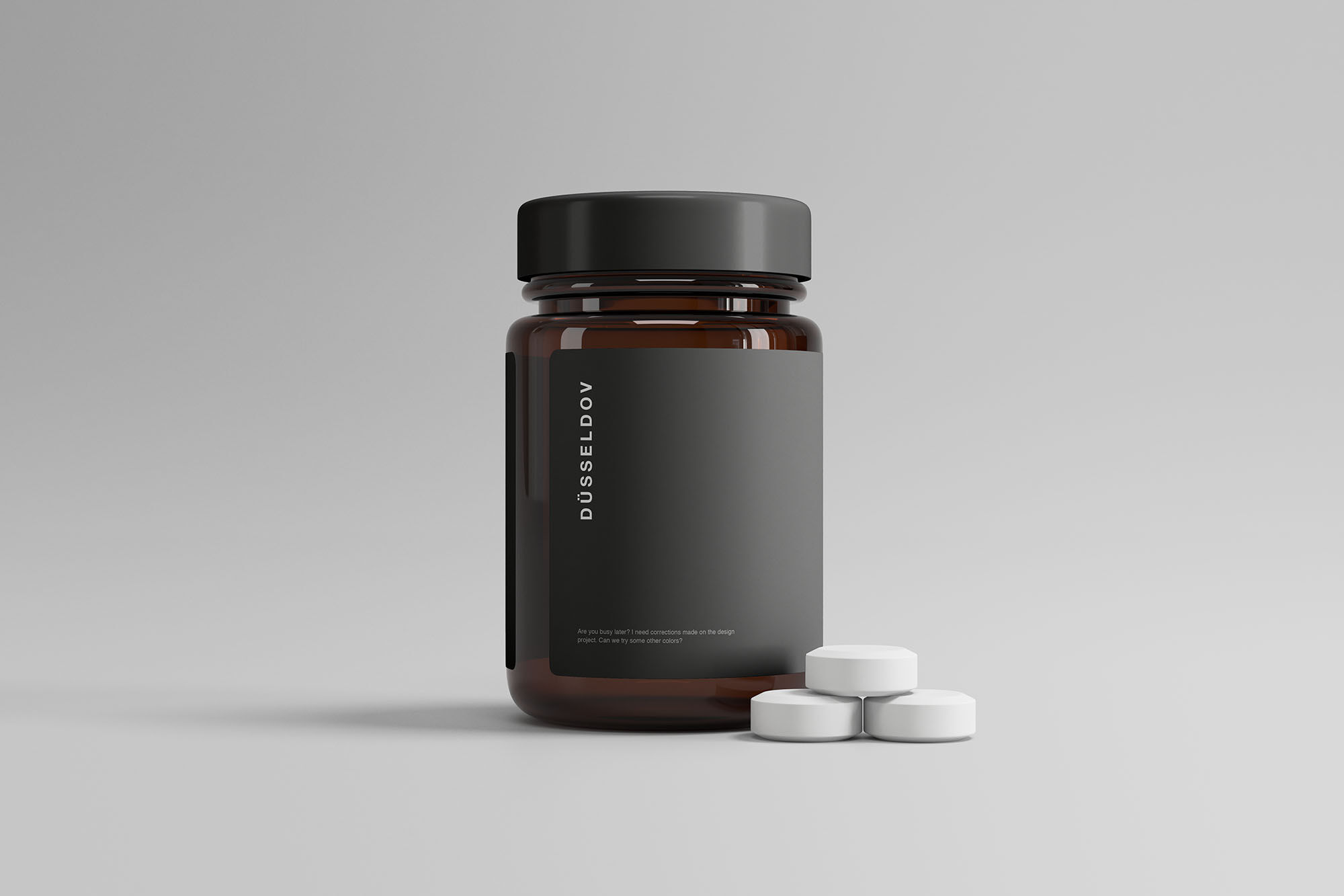 Medicine Glass Bottle with Pills Mockup