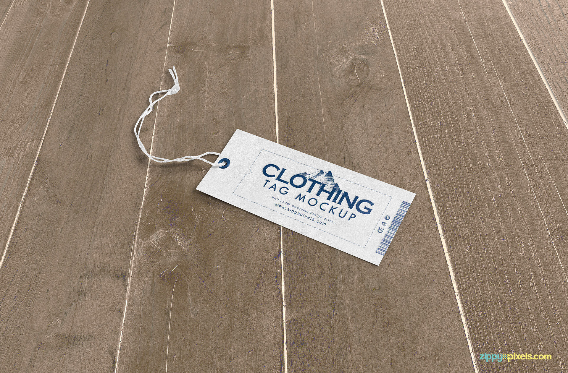 Customizable Small Clothing Tag Mockup with a String