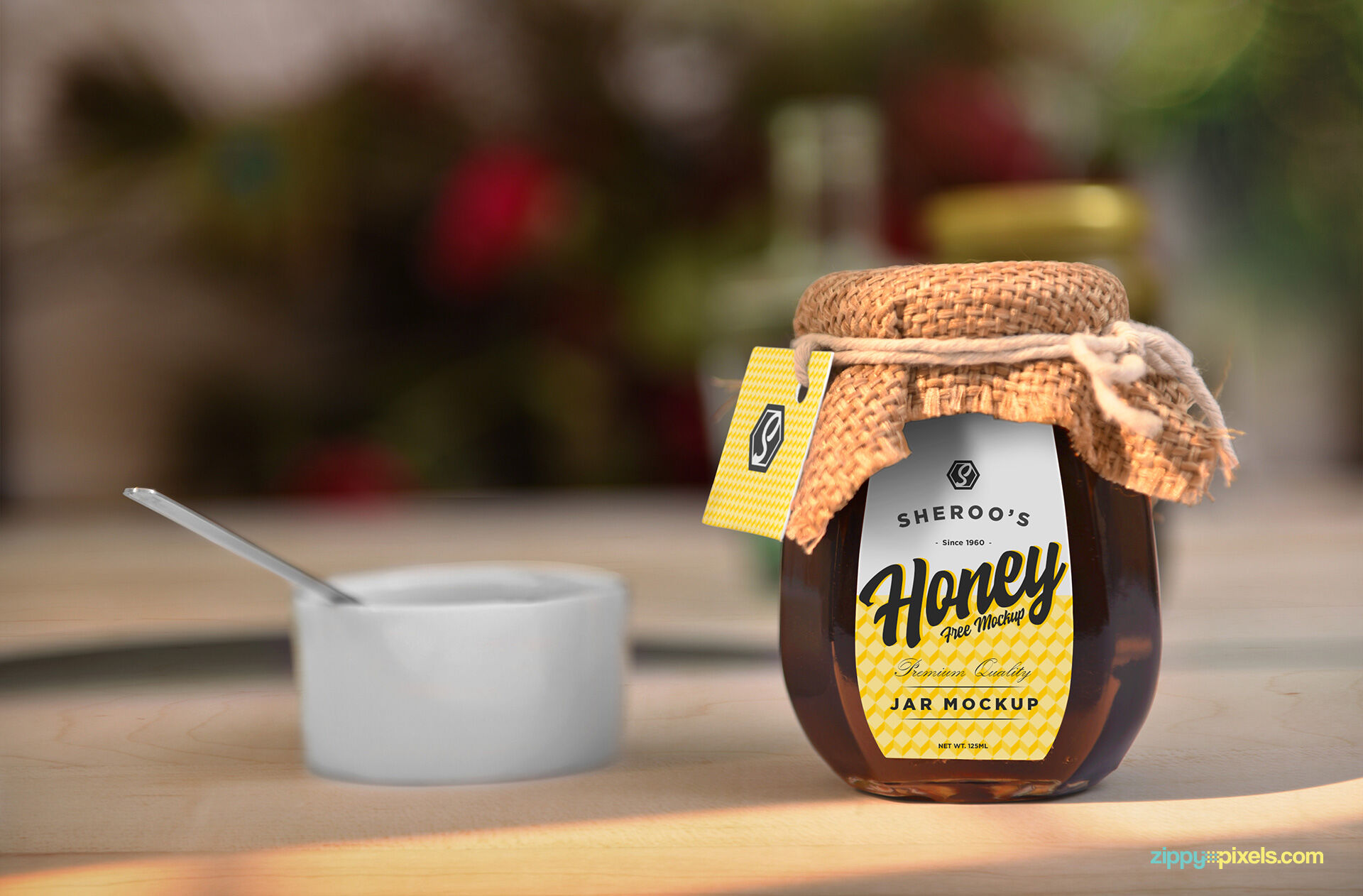 Honey Jar with a Jute Cover Mockup preview